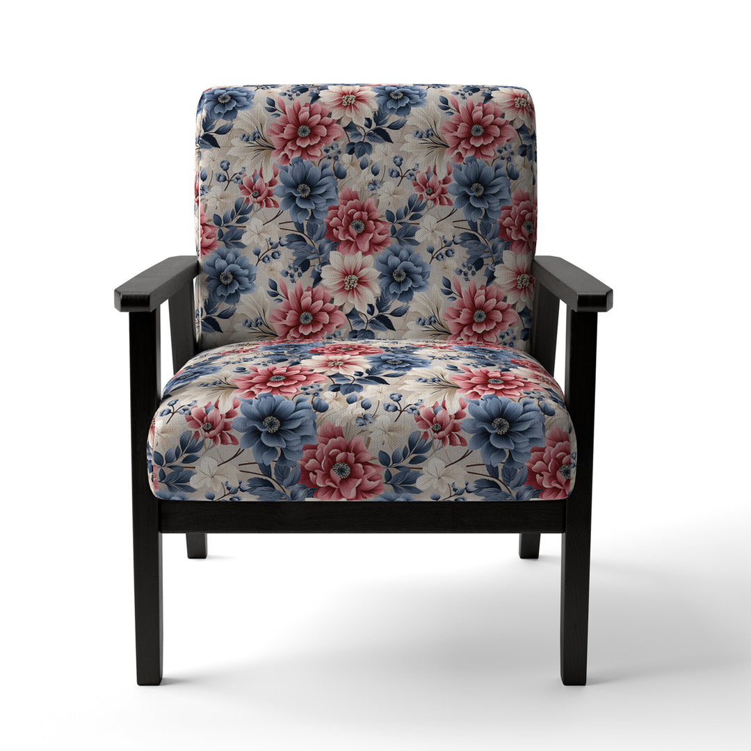 Pink And Blue Farmhouse Flowers Pattern - Cottage Accent Slipper Chair