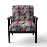 Pink And Blue Farmhouse Flowers Pattern - Cottage Accent Slipper Chair