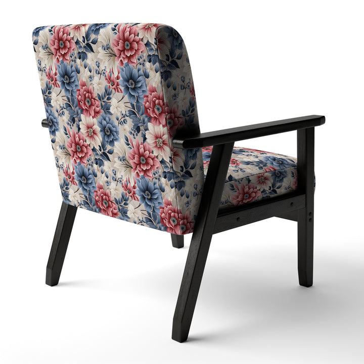 Pink And Blue Farmhouse Flowers Pattern - Cottage Accent Slipper Chair