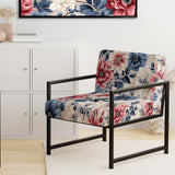 Pink And Blue Farmhouse Flowers Pattern - Cottage Accent Slipper Chair