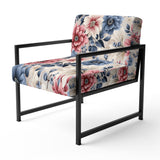 Pink And Blue Farmhouse Flowers Pattern - Cottage Accent Slipper Chair
