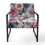 Pink And Blue Farmhouse Flowers Pattern - Cottage Accent Slipper Chair