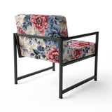 Pink And Blue Farmhouse Flowers Pattern - Cottage Accent Slipper Chair