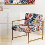 Pink And Blue Farmhouse Flowers Pattern - Cottage Accent Slipper Chair