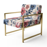 Pink And Blue Farmhouse Flowers Pattern - Cottage Accent Slipper Chair