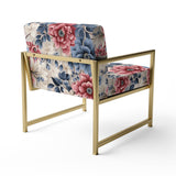 Pink And Blue Farmhouse Flowers Pattern - Cottage Accent Slipper Chair