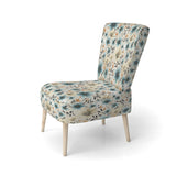 Minimalism Grey And Blue Flowers Pattern - Upholstered Cottage Accent Chairs