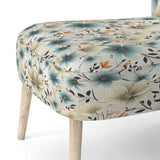 Minimalism Grey And Blue Flowers Pattern - Upholstered Cottage Accent Chairs