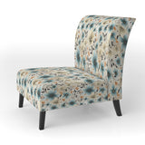 Minimalism Grey And Blue Flowers Pattern - Upholstered Cottage Accent Chairs