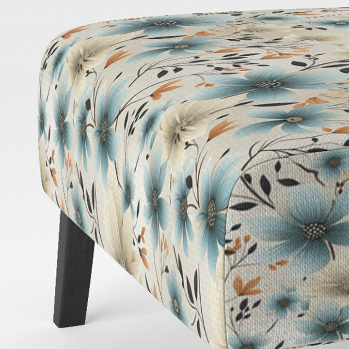Minimalism Grey And Blue Flowers Pattern - Upholstered Cottage Accent Chairs