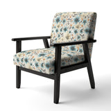 Minimalism Grey And Blue Flowers Pattern - Upholstered Cottage Accent Chairs