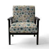 Minimalism Grey And Blue Flowers Pattern - Upholstered Cottage Accent Chairs