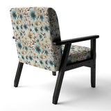 Minimalism Grey And Blue Flowers Pattern - Upholstered Cottage Accent Chairs