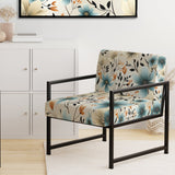 Minimalism Grey And Blue Flowers Pattern - Upholstered Cottage Accent Chairs