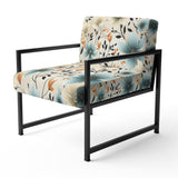 Minimalism Grey And Blue Flowers Pattern - Upholstered Cottage Accent Chairs