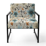 Minimalism Grey And Blue Flowers Pattern - Upholstered Cottage Accent Chairs