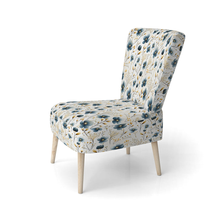 Blue Essence Petals Blooms Floral Pattern - Cottage Accent Side Chair