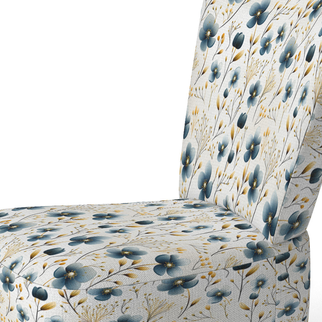 Blue Essence Petals Blooms Floral Pattern - Cottage Accent Side Chair