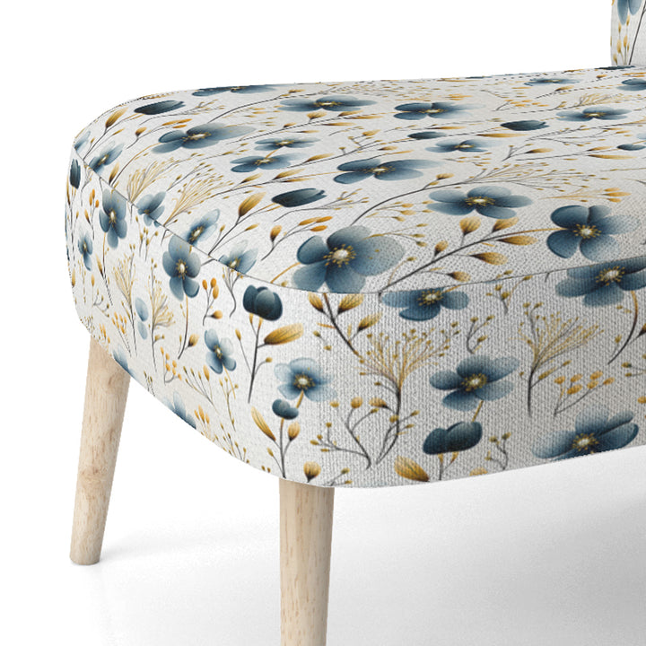 Blue Essence Petals Blooms Floral Pattern - Cottage Accent Side Chair