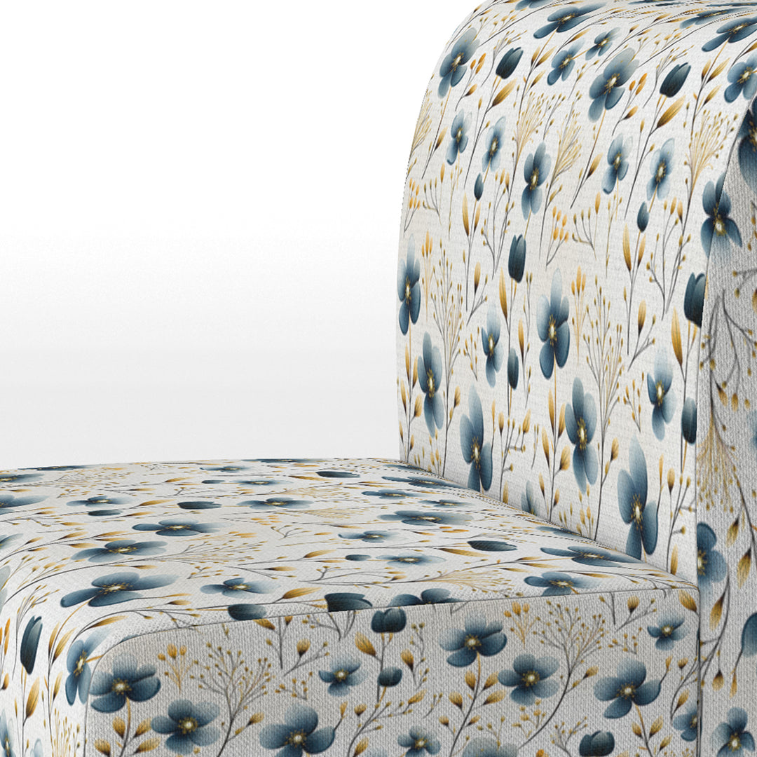 Blue Essence Petals Blooms Floral Pattern - Cottage Accent Side Chair
