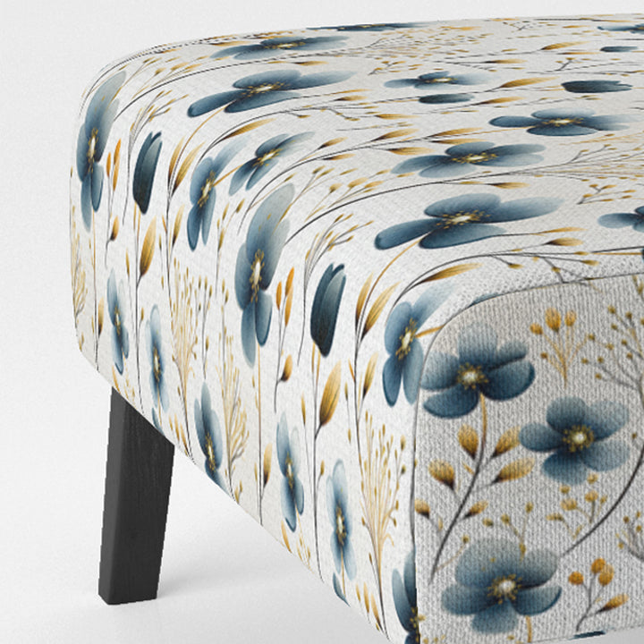 Blue Essence Petals Blooms Floral Pattern - Cottage Accent Side Chair