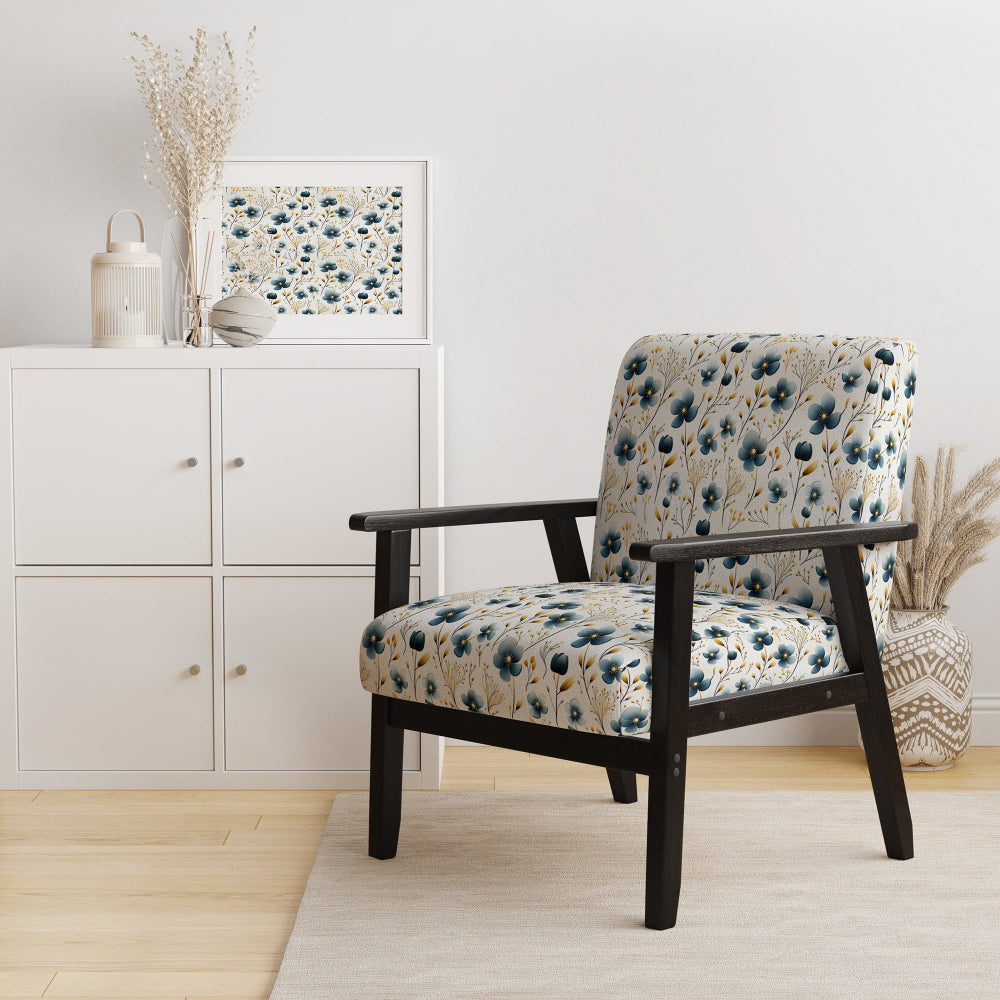 Blue Essence Petals Blooms Floral Pattern - Cottage Accent Side Chair