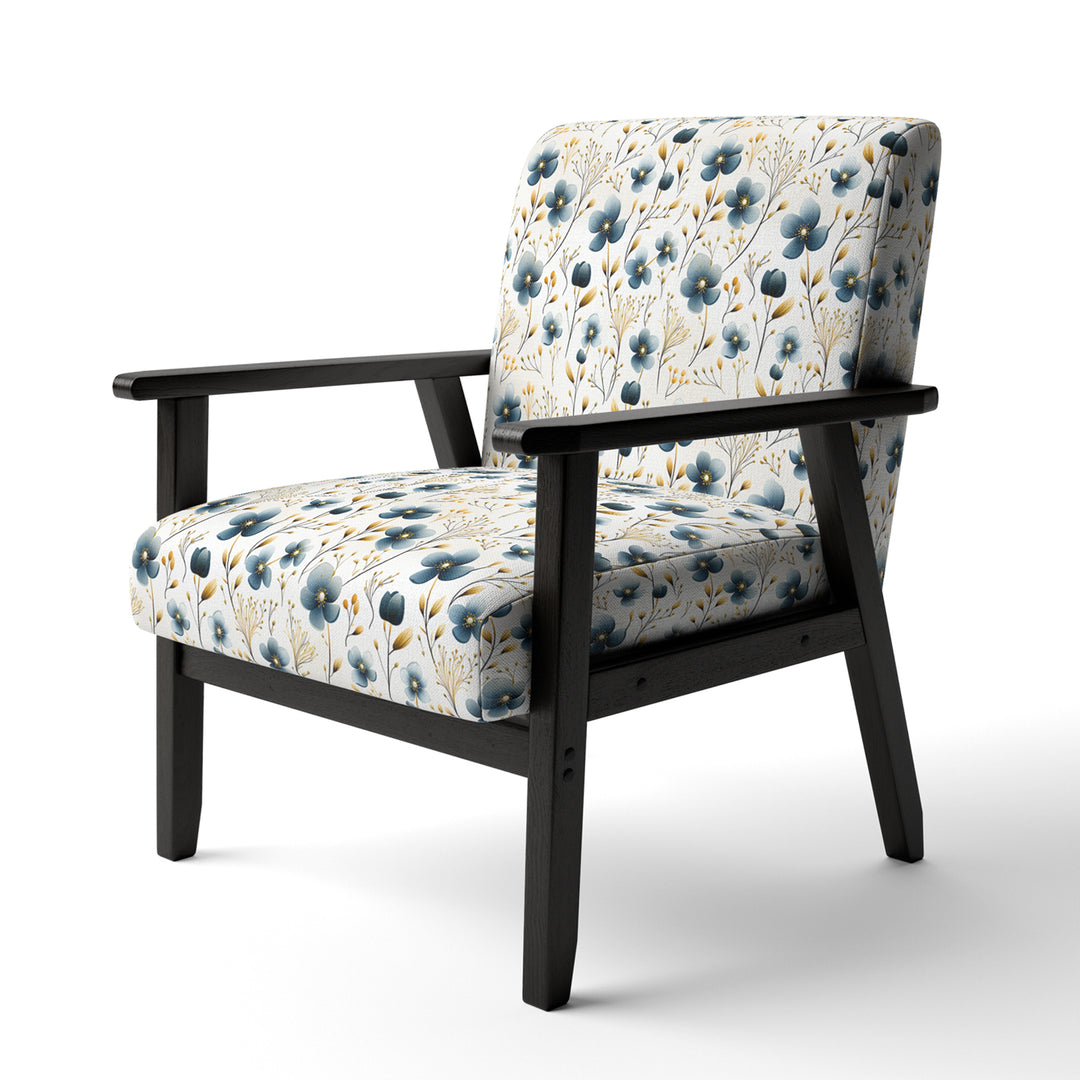 Blue Essence Petals Blooms Floral Pattern - Cottage Accent Side Chair