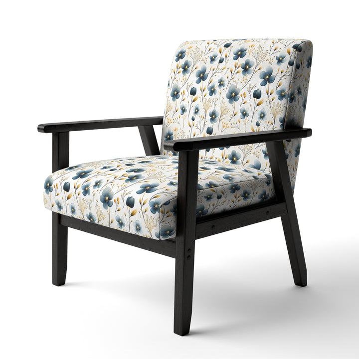 Blue Essence Petals Blooms Floral Pattern - Cottage Accent Side Chair