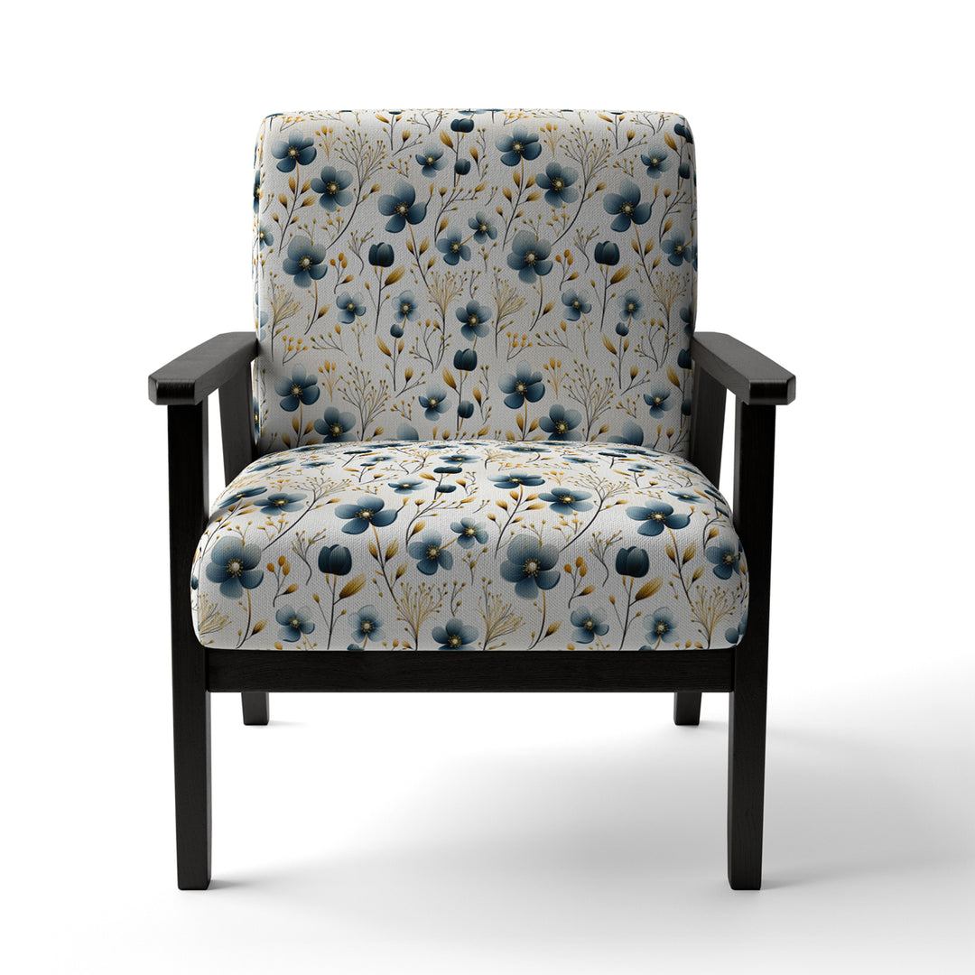 Blue Essence Petals Blooms Floral Pattern - Cottage Accent Side Chair