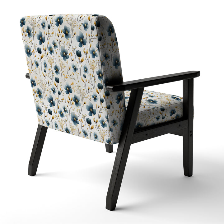 Blue Essence Petals Blooms Floral Pattern - Cottage Accent Side Chair
