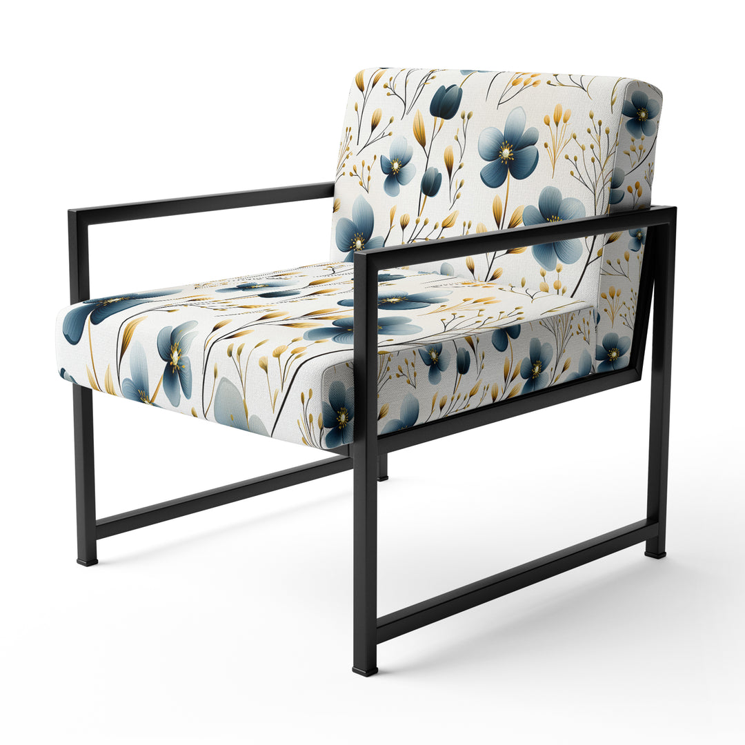 Blue Essence Petals Blooms Floral Pattern - Cottage Accent Side Chair