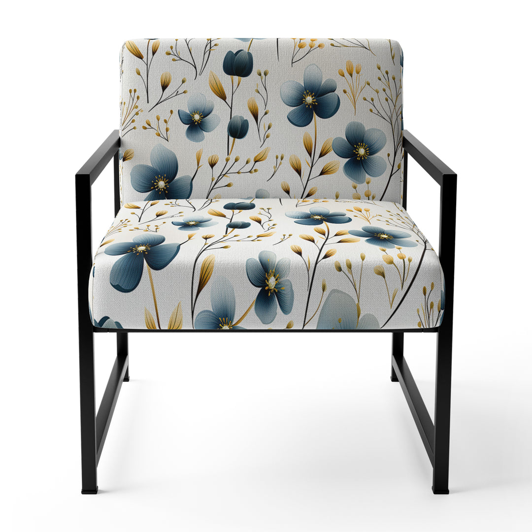 Blue Essence Petals Blooms Floral Pattern - Cottage Accent Side Chair