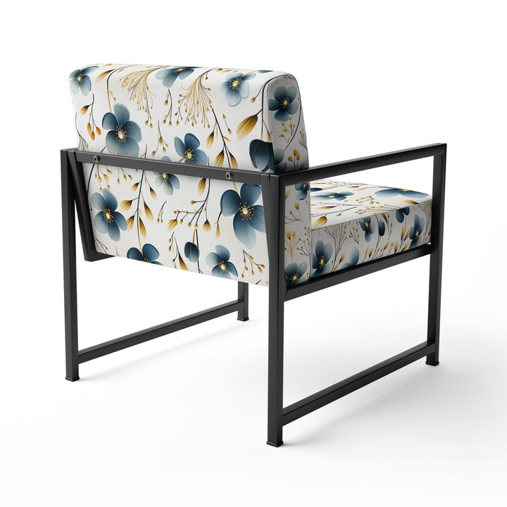Blue Essence Petals Blooms Floral Pattern - Cottage Accent Side Chair