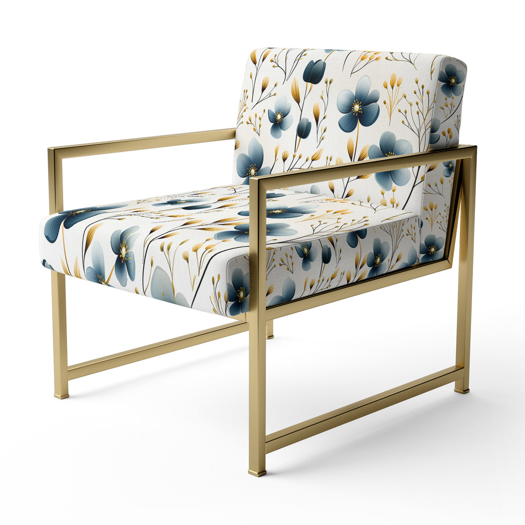 Blue Essence Petals Blooms Floral Pattern - Cottage Accent Side Chair