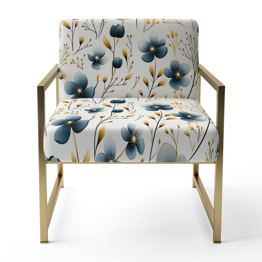 Blue Essence Petals Blooms Floral Pattern - Cottage Accent Side Chair