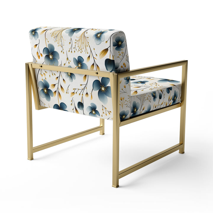 Blue Essence Petals Blooms Floral Pattern - Cottage Accent Side Chair