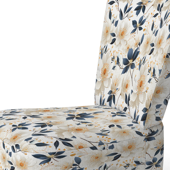 White Essence Petals Blooms Floral Pattern - Cottage Arm Chair