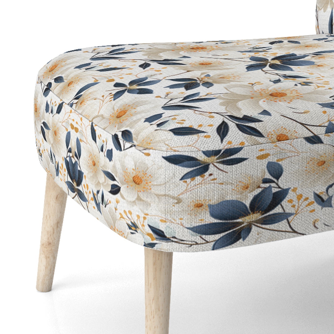 White Essence Petals Blooms Floral Pattern - Cottage Arm Chair