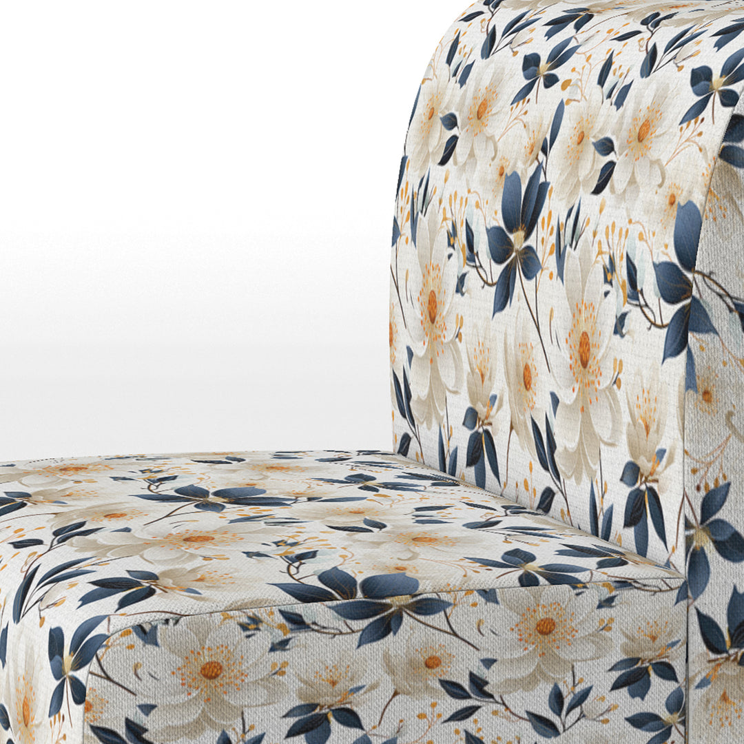 White Essence Petals Blooms Floral Pattern - Cottage Arm Chair