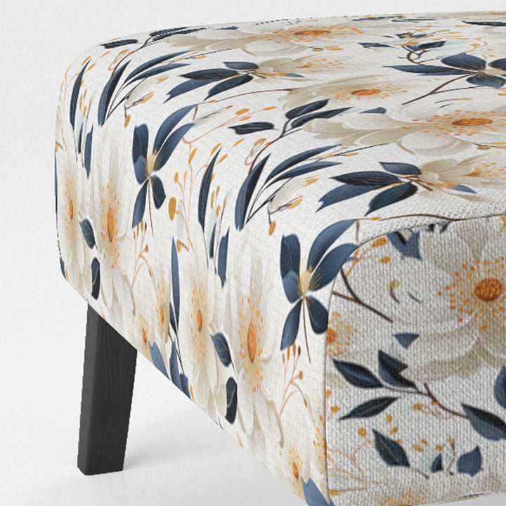 White Essence Petals Blooms Floral Pattern - Cottage Arm Chair