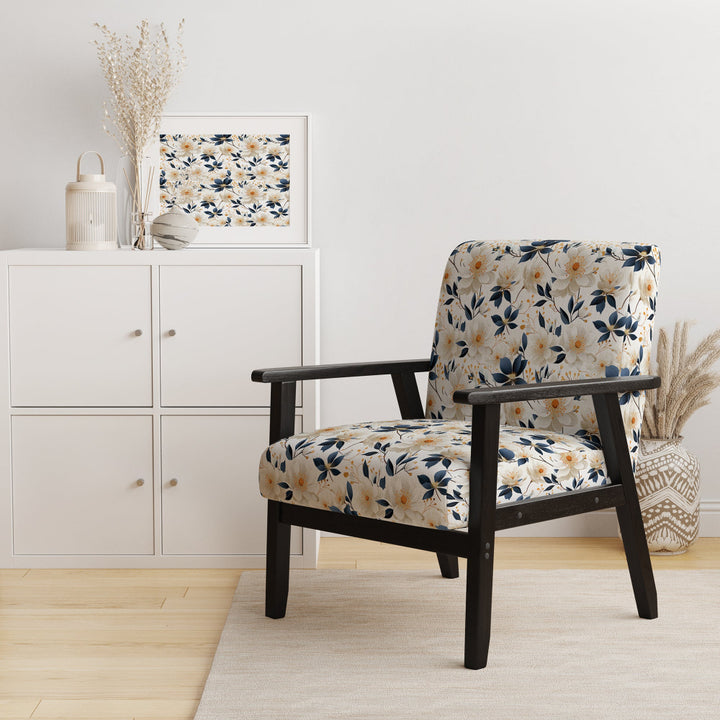 White Essence Petals Blooms Floral Pattern - Cottage Arm Chair