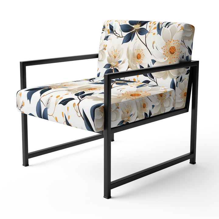 White Essence Petals Blooms Floral Pattern - Cottage Arm Chair