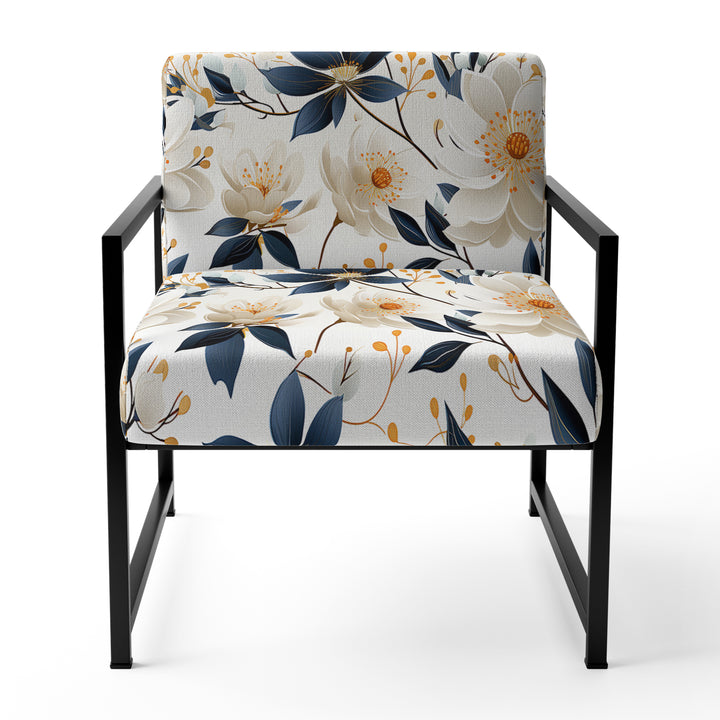White Essence Petals Blooms Floral Pattern - Cottage Arm Chair