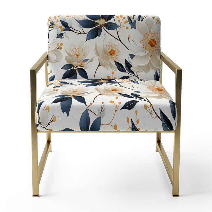 White Essence Petals Blooms Floral Pattern - Cottage Arm Chair