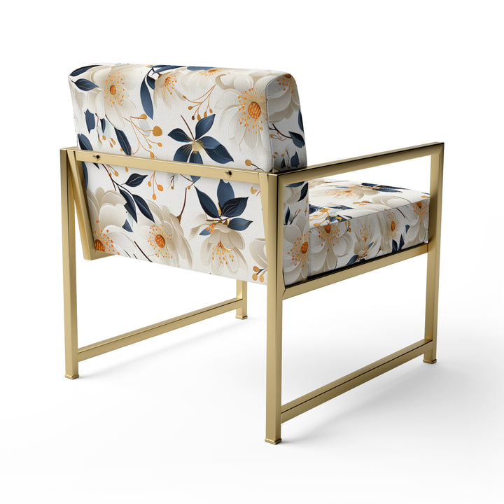 White Essence Petals Blooms Floral Pattern - Cottage Arm Chair