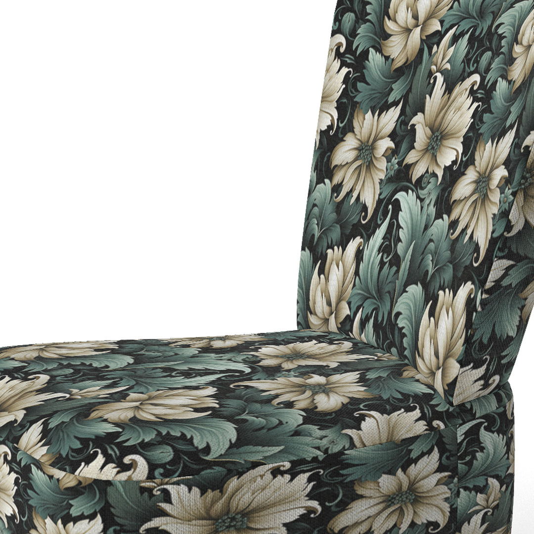 Green And Beige Intriguing Beauty Floral Pattern - Cottage Accent Slipper Chair