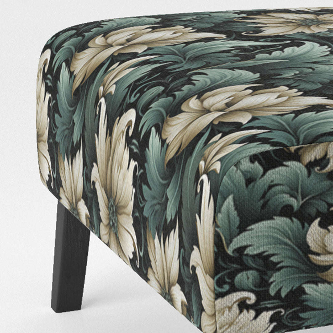 Green And Beige Intriguing Beauty Floral Pattern - Cottage Accent Slipper Chair