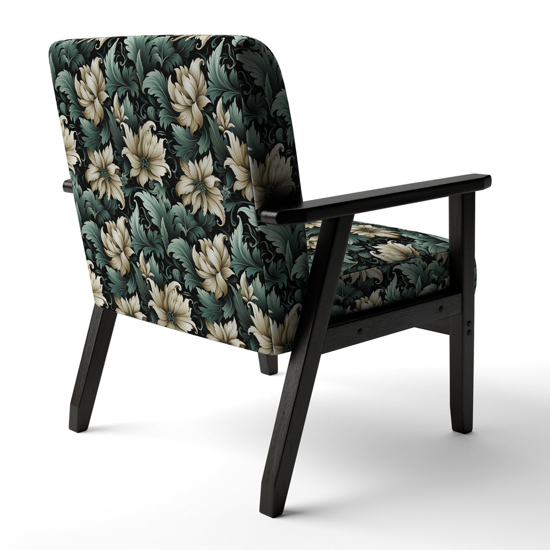 Green And Beige Intriguing Beauty Floral Pattern - Cottage Accent Slipper Chair