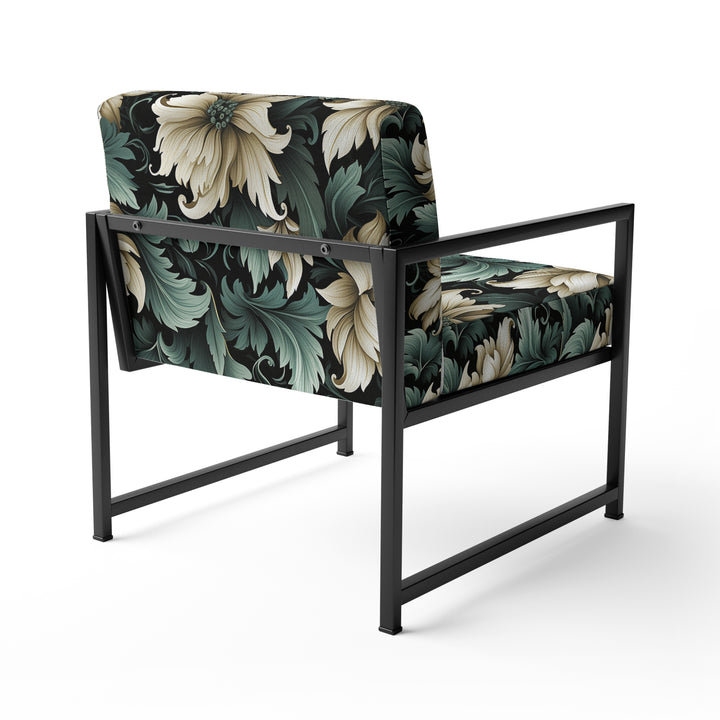 Green And Beige Intriguing Beauty Floral Pattern - Cottage Accent Slipper Chair