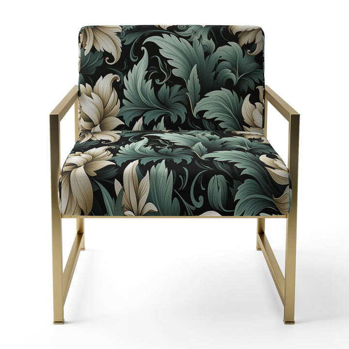 Green And Beige Intriguing Beauty Floral Pattern - Cottage Accent Slipper Chair